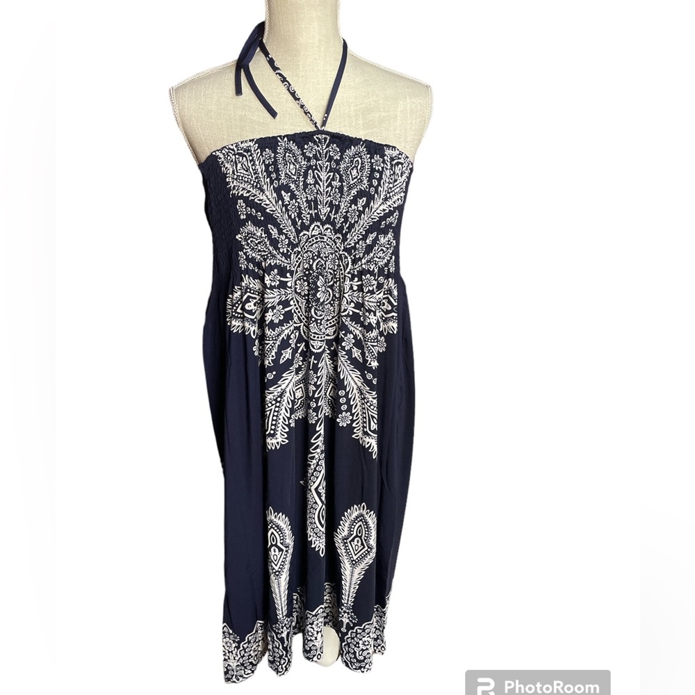Second Skin Sleeveless Dress- Blue & White